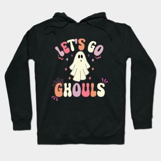 Let's Go Ghouls Halloween Ghost Outfit Costume Retro Groovy Hoodie